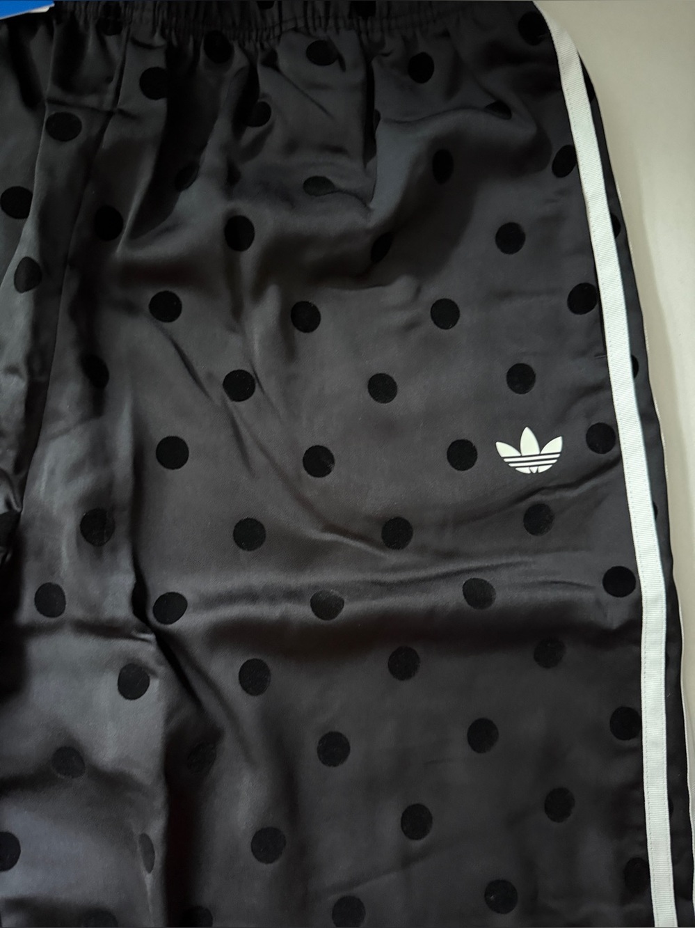 Adidas Women’s Satin Polka Dots Wide-Leg Track Pants Black KV1169 - Picture 5 of 9